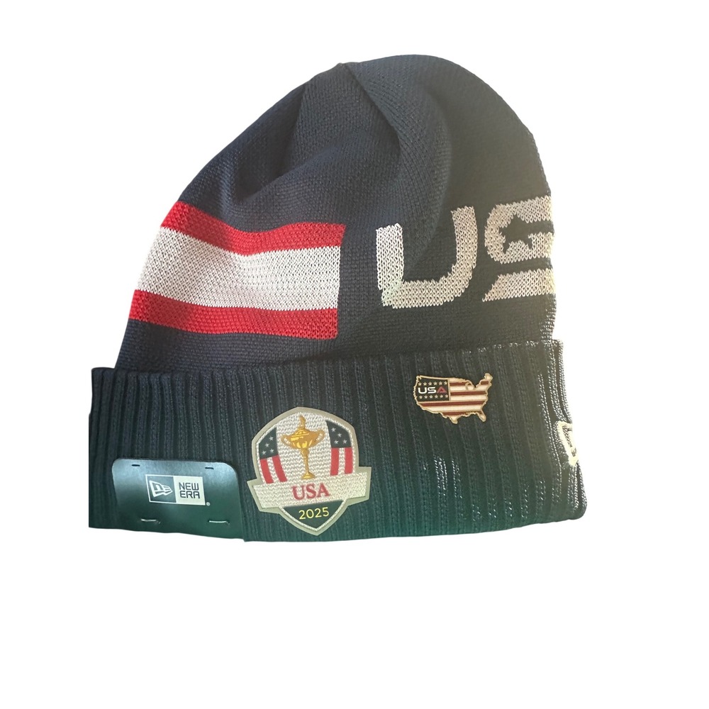 New Era Beanie Unisex OSFM Navy 2025 Ryder Cup USA Practice Knit Hat 6067315 NWT